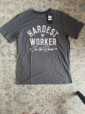 NWT Under Armour Gray "Hardest Worker In the Room" Short Sleeve T-Shirt